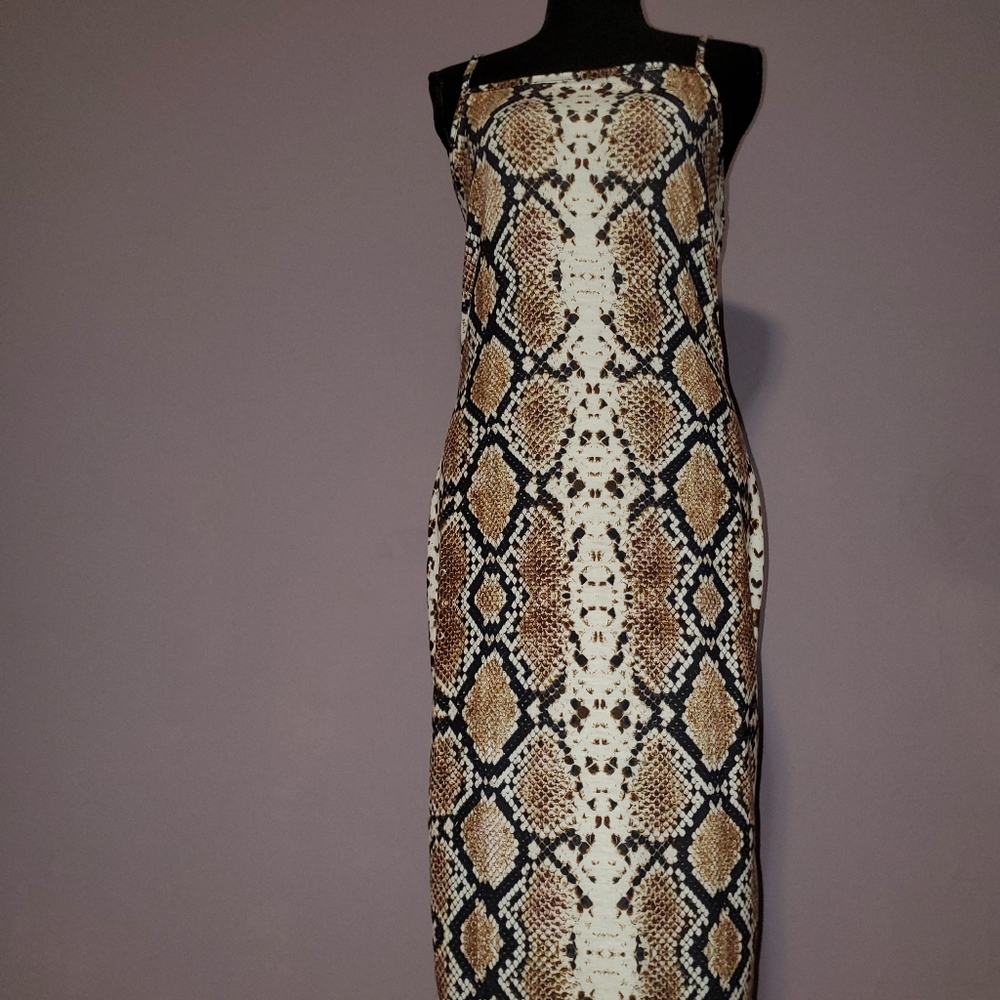 Snake Print Cotton Dress
